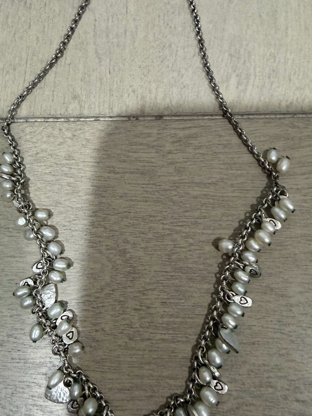 Brighton Silver-Tone Necklace with White Pearl Charms